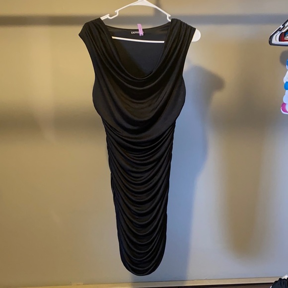 Express Dresses & Skirts - Slinky ruched black dress